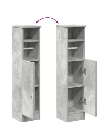 Mobile da Bagno con Portarotolo Grigio Cemento 20,5x22x90 cm