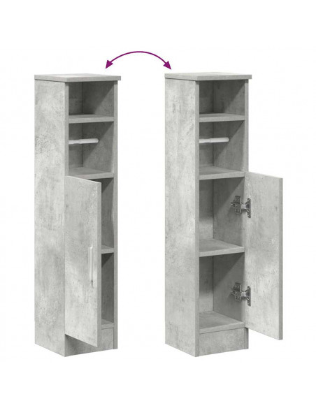 Mobile da Bagno con Portarotolo Grigio Cemento 20,5x22x90 cm
