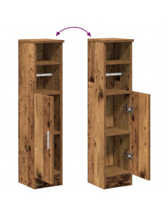 Mobile da Bagno con Portarotolo Legno Antico 20,5x22x90 cm 2