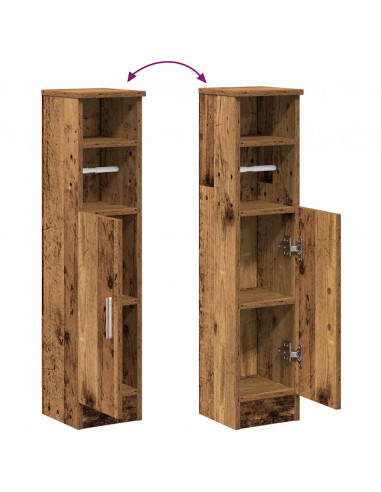 Mobile da Bagno con Portarotolo Legno Antico 20,5x22x90 cm