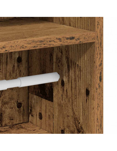 Mobile da Bagno con Portarotolo Legno Antico 20,5x22x90 cm