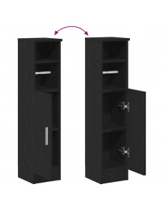 Mobile da Bagno con Portarotolo Nero 20,5x22x90 cm 2