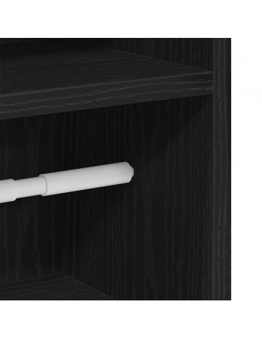 Mobile da Bagno con Portarotolo Nero 20,5x22x90 cm