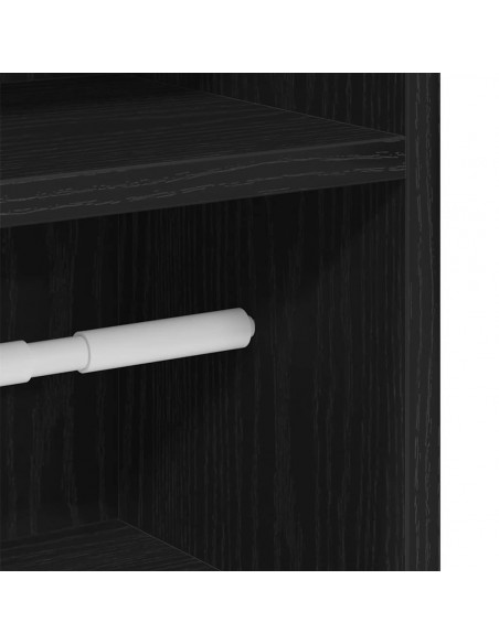 Mobile da Bagno con Portarotolo Nero 20,5x22x90 cm