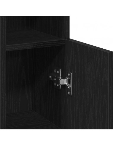 Mobile da Bagno con Portarotolo Nero 20,5x22x90 cm