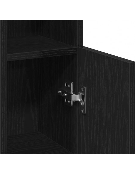 Mobile da Bagno con Portarotolo Nero 20,5x22x90 cm