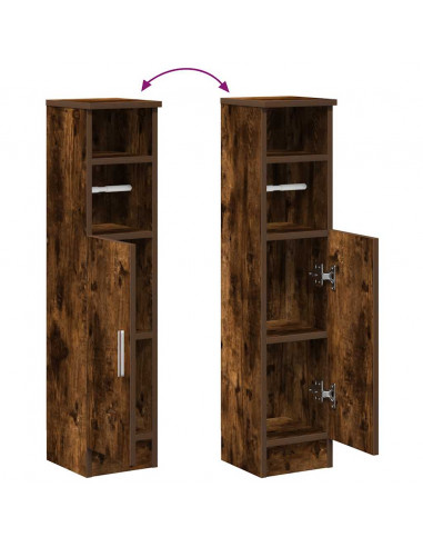 Mobile da Bagno con Portarotolo Rovere Fumo 20,5x22x90 cm