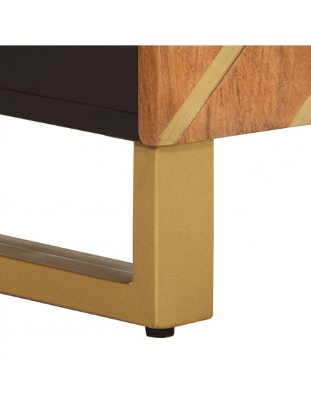 Mobile Sotto Lavabo da Bagno Marrone e Nero in Legno di Mango