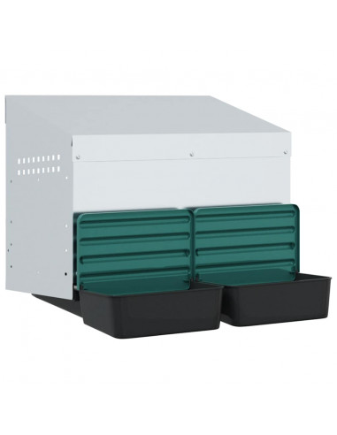 Nido per Polli 2 Scomparti A Parete in Acciaio Zincato