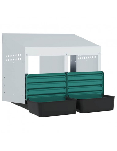 Nido per Polli 2 Scomparti A Parete in Acciaio Zincato