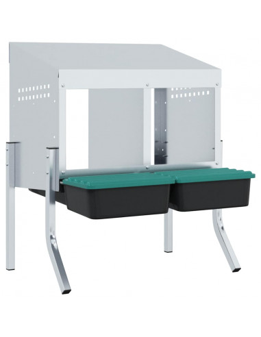 Nido per Polli 2 Scomparti con Gambe in Acciaio Zincato