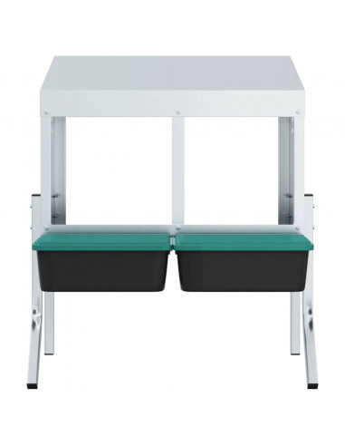 Nido per Polli 2 Scomparti con Gambe in Acciaio Zincato