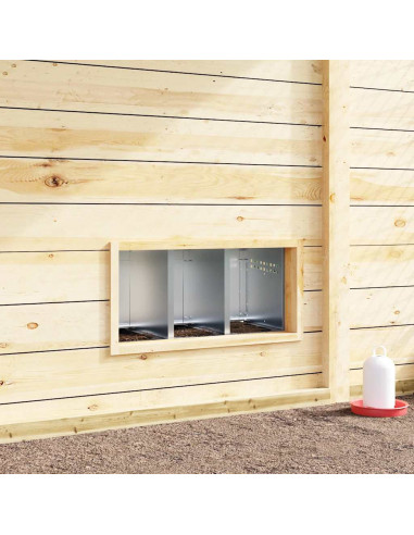 Nido per Polli 3 Scomparti A Parete in Acciaio Zincato