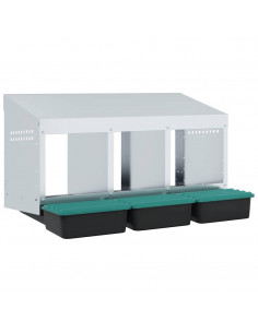 Nido per Polli 3 Scomparti A Parete in Acciaio Zincato