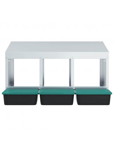 Nido per Polli 3 Scomparti A Parete in Acciaio Zincato