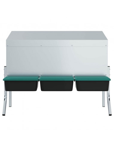 Nido per Polli 3 Scomparti con Gambe in Acciaio Zincato