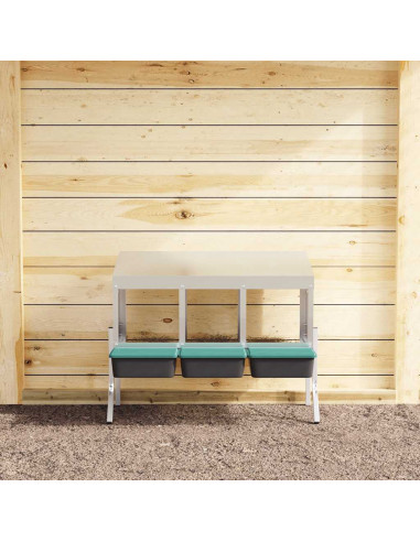 Nido per Polli 3 Scomparti con Gambe in Acciaio Zincato