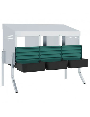 Nido per Polli 3 Scomparti con Gambe in Acciaio Zincato