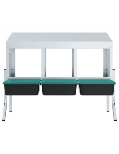 Nido per Polli 3 Scomparti con Gambe in Acciaio Zincato