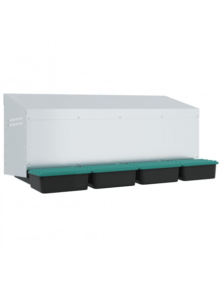 Nido per Galline a 4 Scomparti da Parete in Acciaio Zincato