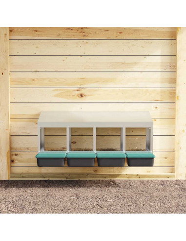 Nido per Polli 4 Scomparti A Parete in Acciaio Zincato