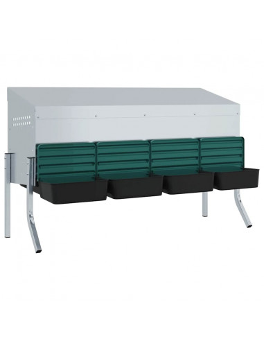 Nido per Polli 4 Scomparti con Gambe in Acciaio Zincato