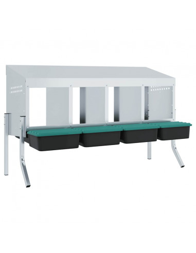 Nido per Galline a 4 Scomparti con Gambe in Acciaio Zincato