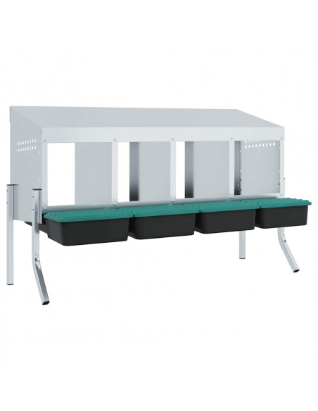 Nido per Galline a 4 Scomparti con Gambe in Acciaio Zincato