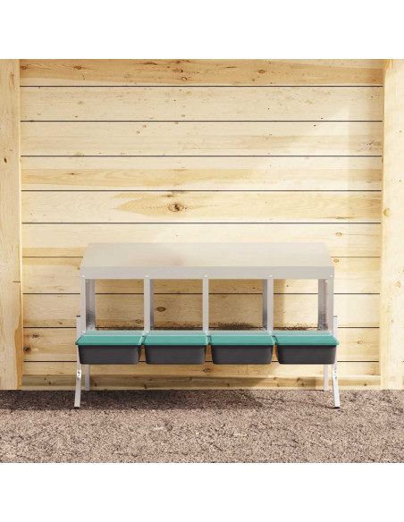 Nido per Galline a 4 Scomparti con Gambe in Acciaio Zincato