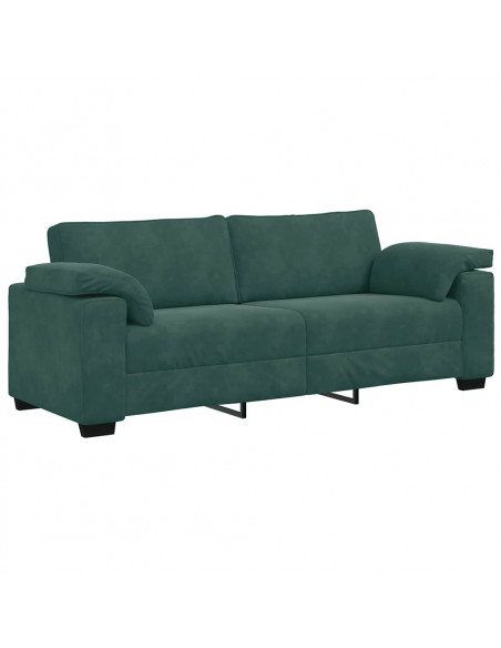 Divano a 3 Posti Verde Scuro 178 cm in Velluto