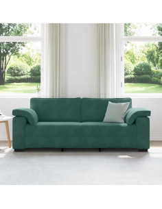 Divano a 3 Posti Verde Scuro 178 cm in Velluto 2