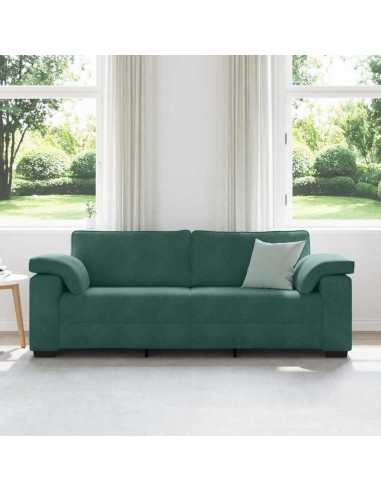 Divano a 3 Posti Verde Scuro 178 cm in Velluto