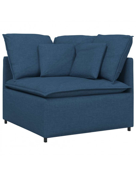Divano Modulare con Cuscini in Tessuto Blu