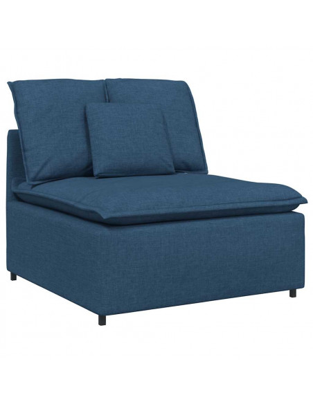 Divano Modulare con Cuscini in Tessuto Blu