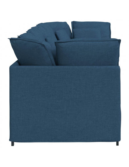 Divano Modulare con Cuscini in Tessuto Blu