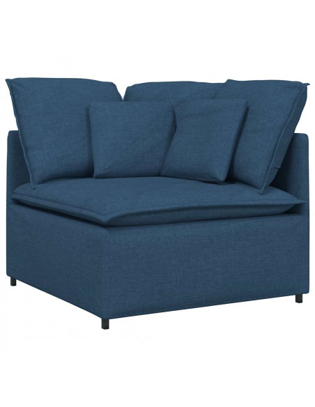 Divano Modulare con Cuscini in Tessuto Blu