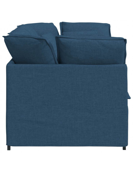 Divano Modulare con Cuscini in Tessuto Blu