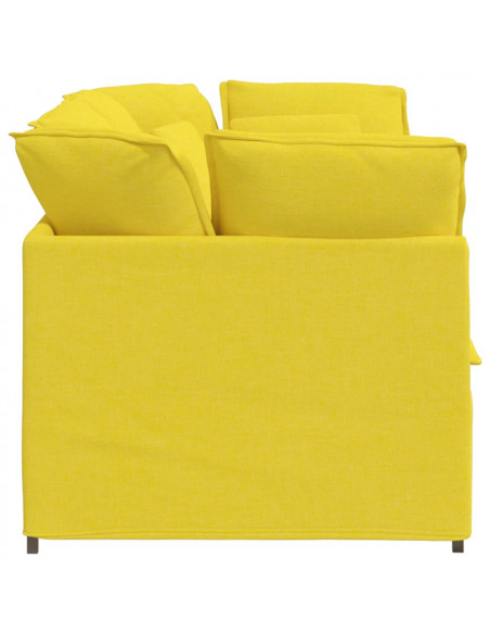 Divano Modulare con Cuscini in Tessuto Giallo Chiaro