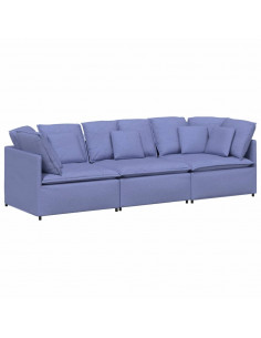 Divano Modulare con Cuscini in Tessuto Jeans Blu