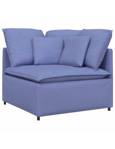 Divano Modulare con Cuscini in Tessuto Jeans Blu