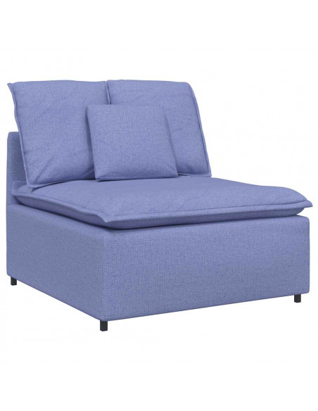 Divano Modulare con Cuscini in Tessuto Jeans Blu