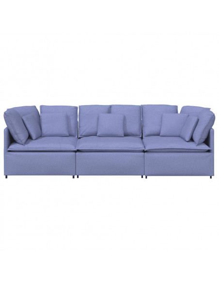 Divano Modulare con Cuscini in Tessuto Jeans Blu