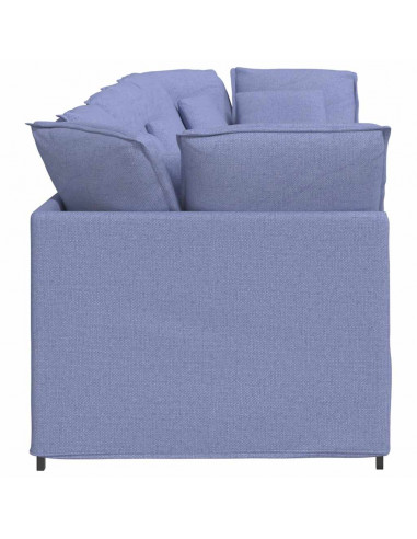 Divano Modulare con Cuscini in Tessuto Jeans Blu