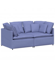 Divano Modulare con Cuscini in Tessuto Jeans Blu