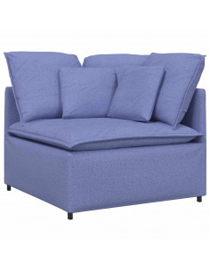 Divano Modulare con Cuscini in Tessuto Jeans Blu 2