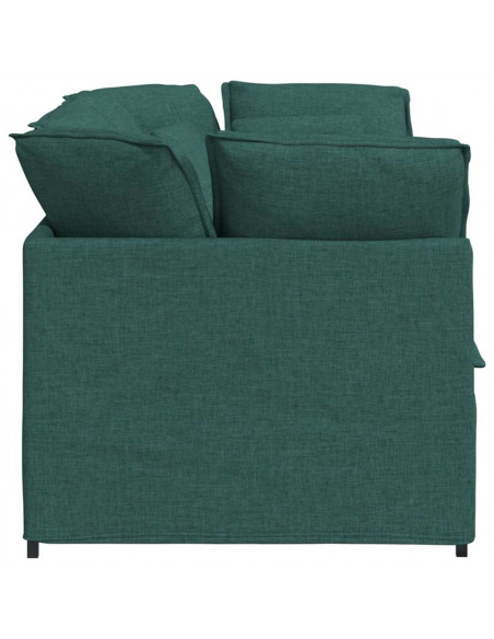 Divano Modulare con Cuscini in Tessuto Verde Scuro