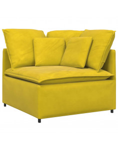 Divano Modulare con Cuscini in Velluto Giallo 2