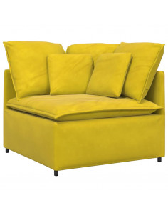 Divano Modulare con Cuscini in Velluto Giallo 2