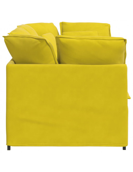 Divano Modulare con Cuscini in Velluto Giallo