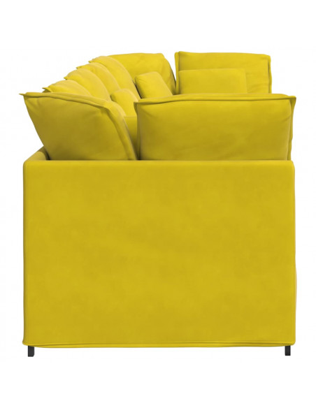 Divano Modulare con Cuscini in Velluto Giallo